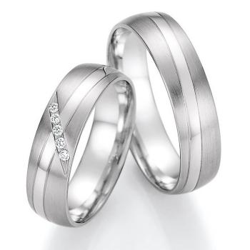 Nowotny-Collection Ruesch Trauringe Weissgold 66/47110-055 + 66/47120-055